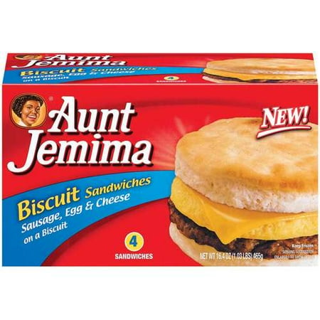 Aunt Jemima: Sausage Egg & Cheese 4 Ct Biscuit Sandwiches, 16.4 oz
