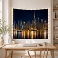 thumbnail image 5 of Modern Skyscraper Cityscape with Shimmering Water Reflections, Dramatic Digital Art for City Lovers, Vibrant Urban Wall Decor, Housewarming Gift Tapestry Wall Hanging for Bedroom and Living Room, 5 of 7
