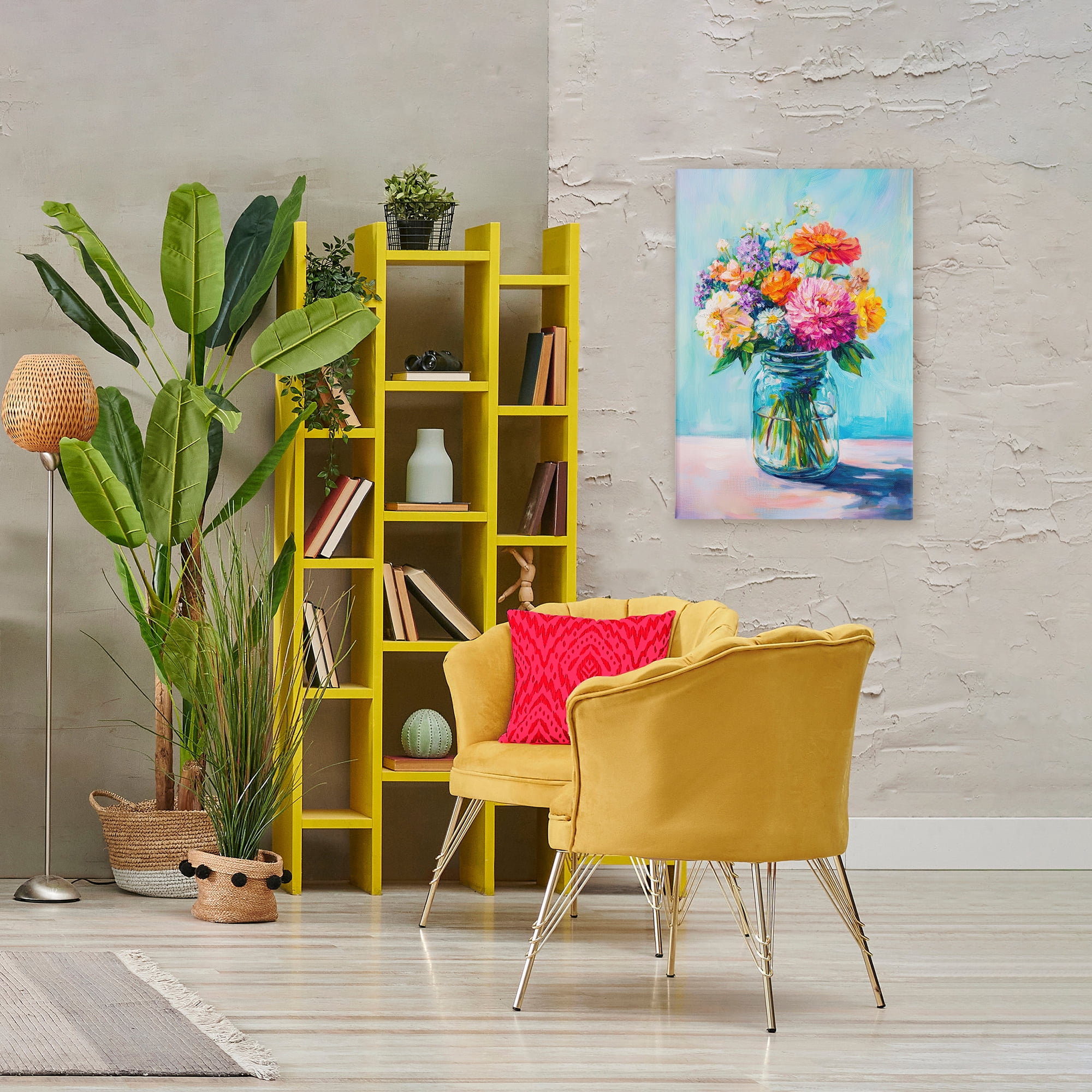 Stupell Industries Vibrant Country Jar Bouquet Canvas Wall Art, design by Petal Prints Design