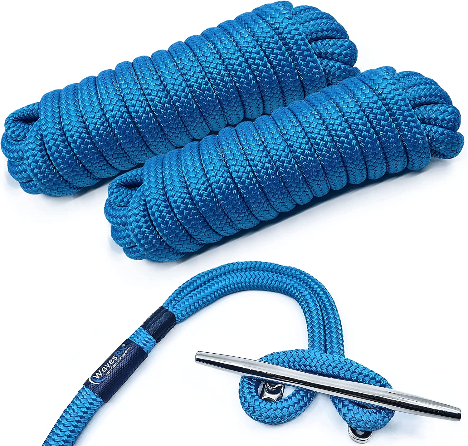 WAVESRX 1/2” x 20’ (2PK) HighPerformance Dock Lines for Boats and