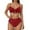 Wine, variant on Bikini Sets for Women V Neck Tankini Set with High Waisted Bottoms Two Piece Bathing Suit Tummy Control Swimwear for Beach and Pool