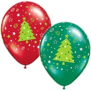 11" Christmas Tree Stars & Swirls Around Balloons (10 ct)