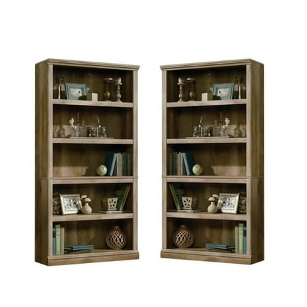 Home Square 5 Shelf Bookcase Set, Lintel Oak, 2 Piece