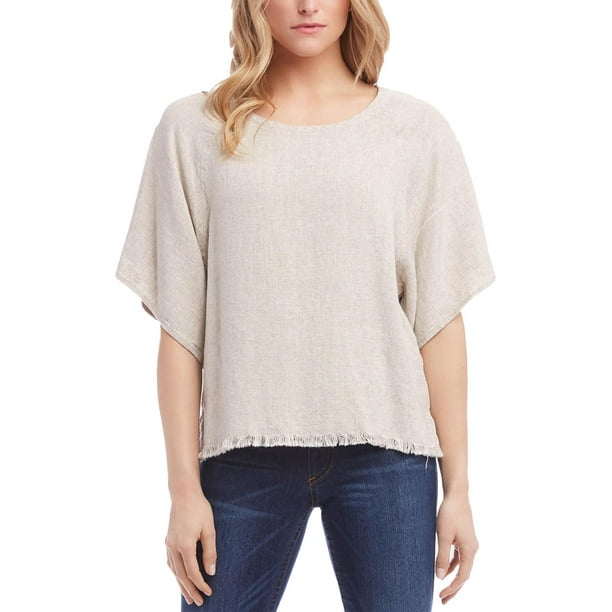 Karen Kane Karen Kane Womens Linen Blend Scoop Neck Pullover Top