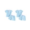 thumbnail image 2 of Cenuakty Toddler 6M 12M 18M 2T 3T 4T 5T Baby Boy Summer Outfit Casual Striped Button V Neck Short Sleeve Tops and Shorts 2 Pcs Set, 2 of 9