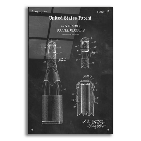 Epic Art 'Bottle Closure Blueprint Patent Chalkboard,' Acrylic Glass Wall Art, 24"x36"