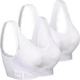 thumbnail image 3 of QLEICOM Everyday Bras for Women, Women's Comfort Lift Wirefree Bra Plain Color Front Cross Side Lace Sports Bra Full Cup Bra Vest Tops Bras No Underwire White Cup 44/95D, 3 of 6