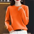 thumbnail image 2 of Gyexs Oversized Sweaters for Women Casual Classic Soft Loose Fit Basic Pullover Knit Loose Thin Fall Winter Sweater Blouse Halloween Sweater, Orange, Size XXL, 2 of 8