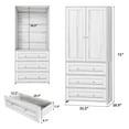 thumbnail image 2 of Richya Freestanding Wardrobe, 71" High Closet with 2 Doors and 3 Drawers, Farmhouse Bedroom Armoire Cabinet with Hanging Rod,Gray Oak, 2 of 6