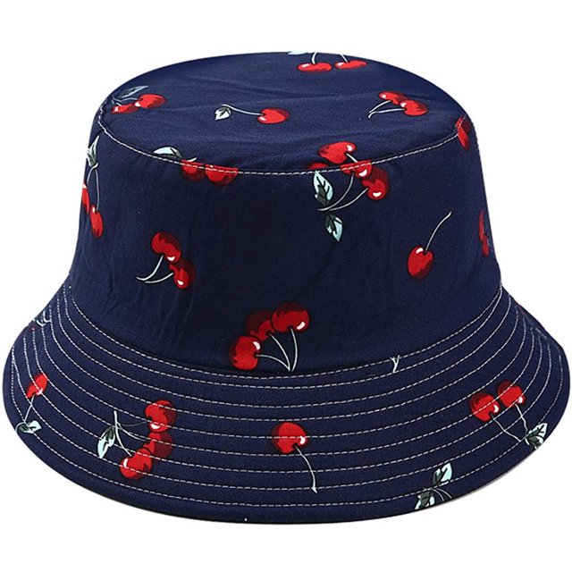Bonnet de Pêcheur à Motif Banane à Imprimé Fruits Bonnet Empaquetable Réversible d'Été