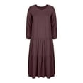 thumbnail image 5 of Kaemgyyd Cotton Lined Dresses for Women V Neck 3/4 Sleeve Flowy Midi Dresses Casual Tiered Summer Beach Dress for Vacation, 5 of 6