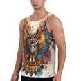 thumbnail image 2 of Gukieu Colorful Owl Tattoo Art Print Men's Quick Dry Fitness Vest, Round Neck Sleeveless Fitness Bodybuilding Top-Large, 2 of 7