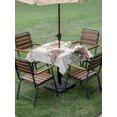 thumbnail image 4 of Outdoor Tablecloth with Umbrella Hole for Patio/Picnic/Party/Camping, Pink Spring Floral Waterproof Table Cloth Square Cover Washable, Wooden Elegant Farmhouse Botanical (54"x 54"), 4 of 8