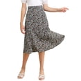 thumbnail image 1 of Allegra K Women's Peasant Elastic Waist A-Line Leave Print Midi Skirt, 1 of 6