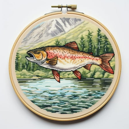 Tiger DIY Stamped Cross Stitch Kits for Beginners Easy with Hoop 11CT Needlepoint Embroidery Counted Cross Stitch Kits Art Craft Wall Decor and Gift 35x35cm(4)