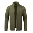 thumbnail image 4 of CVLIFE Mens Cardigan Sweater Zip Up Jacket Open Front Outwear Plain Long Sleeve Cardigans Winter Sweaters Army Green M, 4 of 5