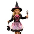 thumbnail image 2 of Gunia Girls Halloween Witch Dress Up Set Tutu Skirts With Hat Bag Led Light Up Cosplay Role Play Outfit Stage Performance Holiday Party Wear,Pink, 2 of 8