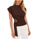 thumbnail image 4 of Camisas de Manga Corta para las Mujeres Casual V-Cuello Plegado Vendaje Suéter Blusa, Ligero Top de Verano, 4 of 6