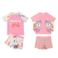 thumbnail image 2 of Baozhu Girls Short Sleeve Swimsuit 2-Piece Tankini UPF 50+ Rash Guard Set,Size 4-7 Years, 2 of 10