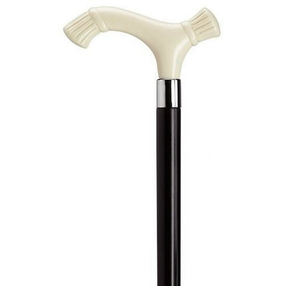Walking Cane Carved Derby Cane Black Maple Shaft, Ivory Handle