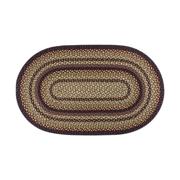 C-371 Black Cherry, Chocolate, Cream Braided Rug, Oval 27" x 45"