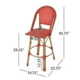 thumbnail image 3 of Cotterell Outdoor French Wicker and Aluminum 29.5 Inch Barstools, Set of 4, Red and Bamboo Finish, 3 of 8