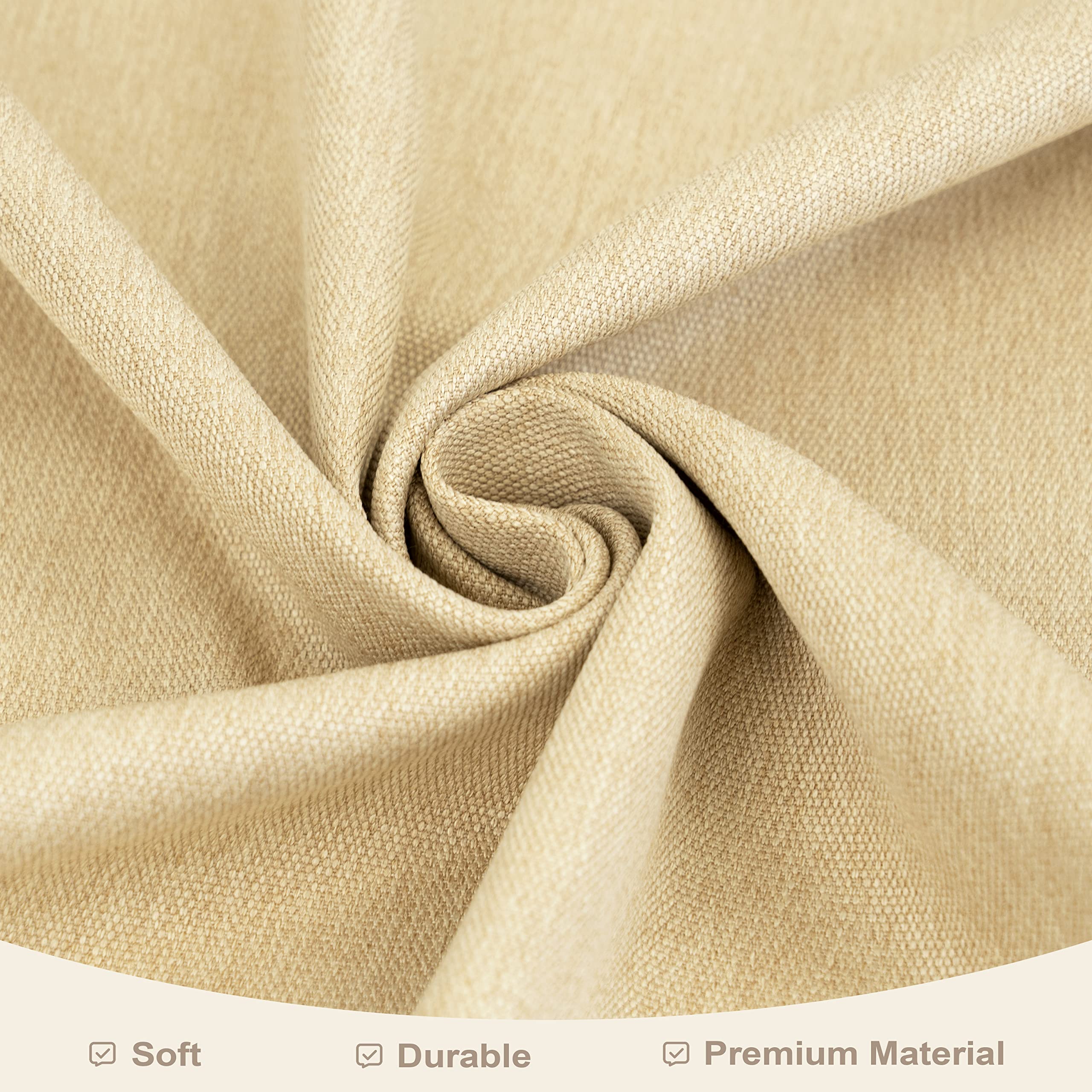 DriftAway Faux Linen Textured Solid Color Blackout Tie Up Curtain for Kitchen Decorative Adjustable Balloon Rod Pocket Window Curtains for Small Window 63"L x 42"W Beige