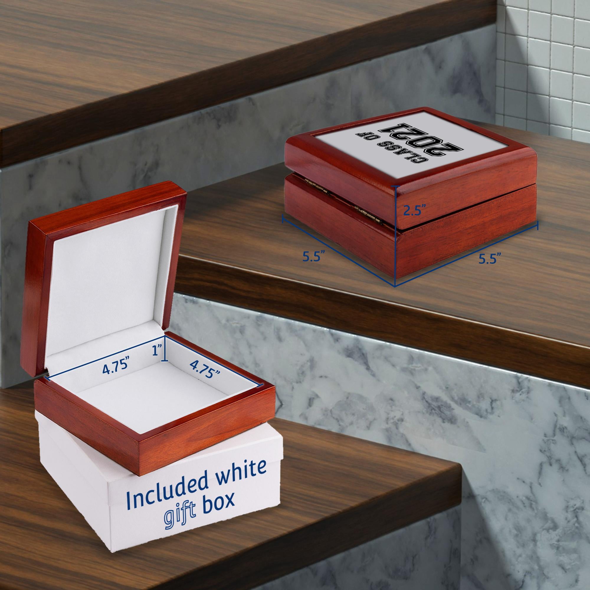 3dRose, Class of 2021 - Graduation gift - graduate graduating high school university or college grad black, Jewelry Box 5.5x5.5 inch with 4 inch tile