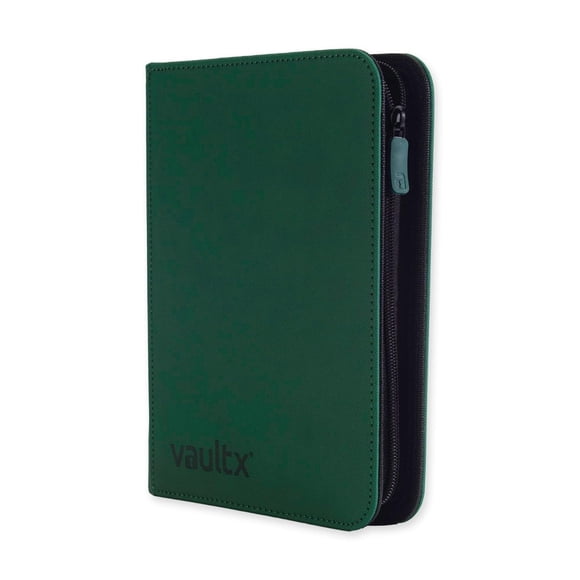 Vault X 4 Pocket Trading Card Zip Binder 160 cards Premium Exo-Tec Album Material 20 Side-Loading Pages Folder for Collectible Card Games Sports TCG (Green)
