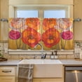 thumbnail image 2 of Yayeee Kitchen Curtains Tier Set of 2 Light Filtering 57"x24" Over Sink Window Panels, Orange Abstract Floral, 2 of 7