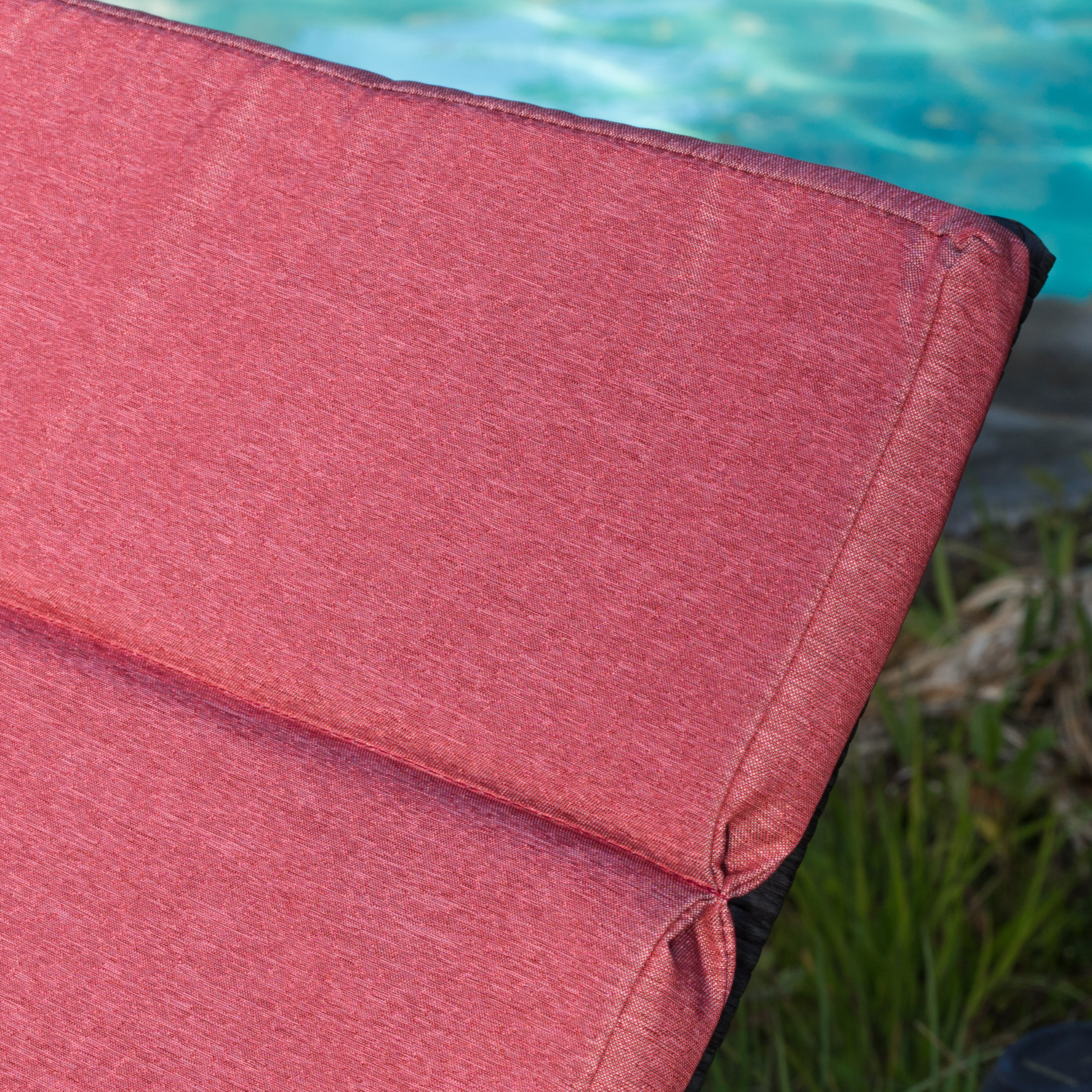 Anthony Outdoor Wicker Adjustable Chaise Lounge with Cushion, Set of 2, Grey, Red
