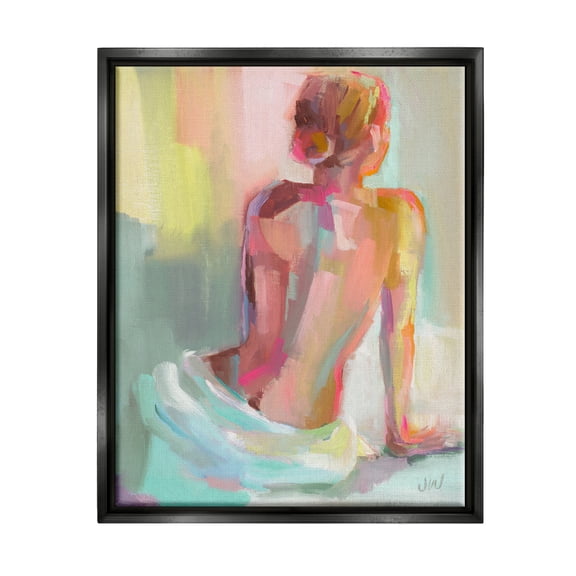 Stupell Industries Abstract Female Figure Study Abstract Painting Black Floater Framed Canvas Art Print Wall Art, 17 x 21
