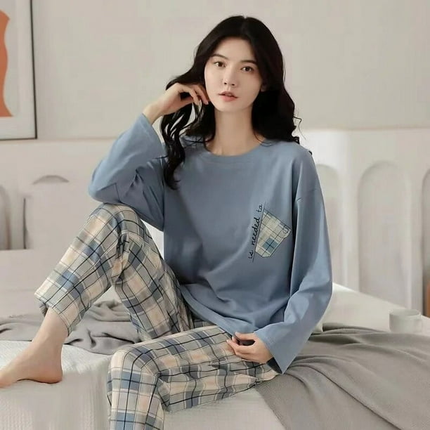 Pijamas de manga larga para mujer conjunto de ropa de casa informal de gran tamano seccion delgada otono e invierno primavera y otono nuevo Walmart en linea