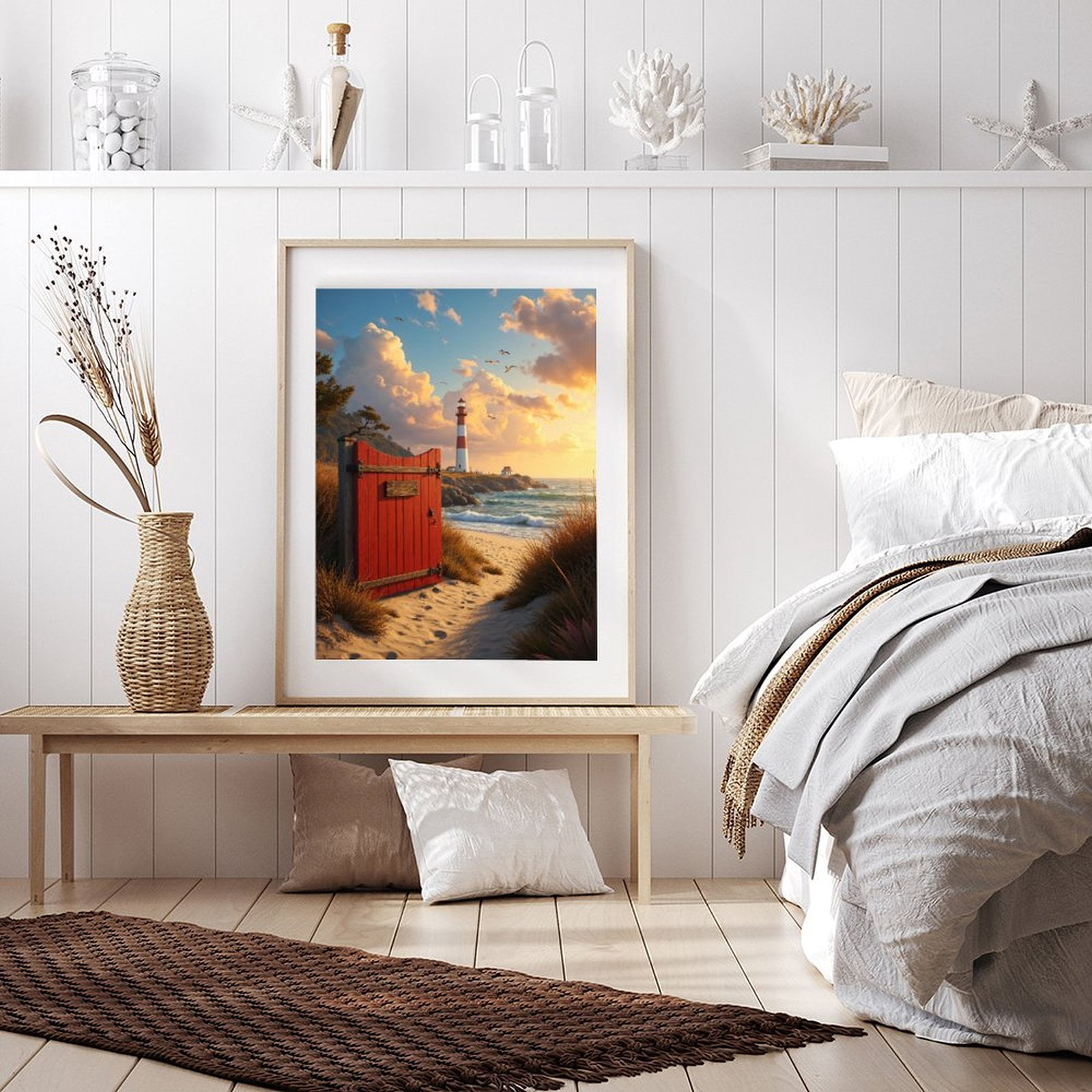 Diamond Art Kits for Adults - 5d Red Door Coastal Lighthouse Scene Diamond Painting for Adults, Diamond Art for Adults Beginners, Diamond Painting Kits for Adults for Home Wall Decor