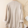 thumbnail image 6 of ITSAME Women's Linen Cotton Blazer Notched Lapel Button Open Front with Pockets Casual Fashion Suit Jacket Beige Size XL, 6 of 6