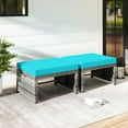 thumbnail image 3 of PetFurnishn Patio Ottomans Set of 2, PE Rattan Footstools with Removable Cushions & Metal Frame, Side Tables, Additional Seating, Outdoor Stools for Balcony, Backyard & Poolside (Turquoise), 3 of 10