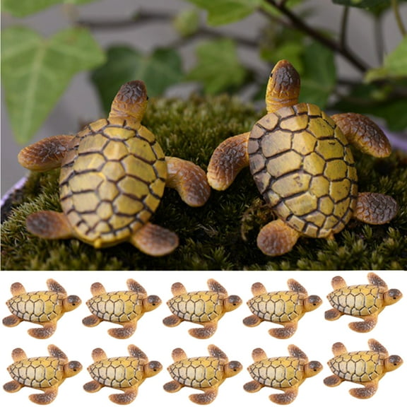 Cheer.US 10 Pcs Sea Turtle Miniature Turtle Statue Resin Figurines Fairy Garden Accessories Cake Toppers Decoration Set for Succulent Planter Moss Landscape DIY Terrarium Home Dcor