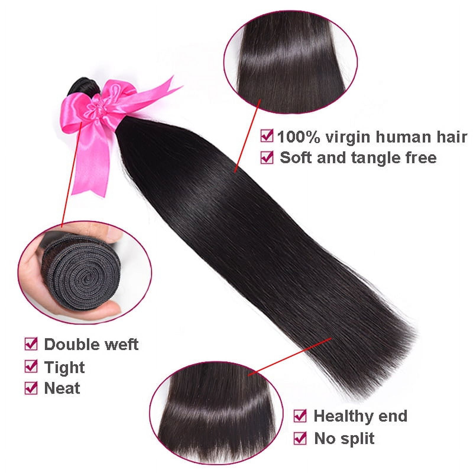 Ustar Affordable 100% Human Hair Straight One Bundle 10"-30"inch Natural BLACK 12"