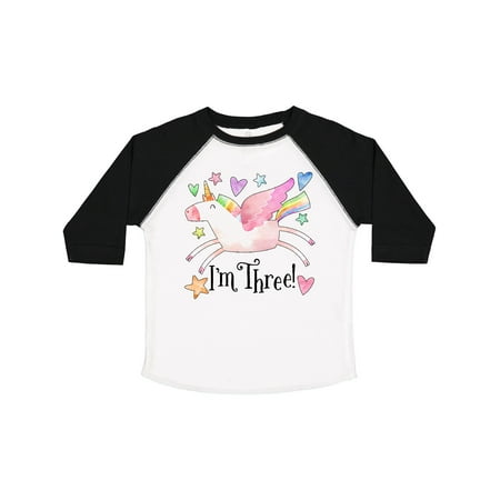 

Inktastic I m 3 Cute Rainbow Unicorn with Stars and Hearts Gift Toddler Boy or Toddler Girl T-Shirt