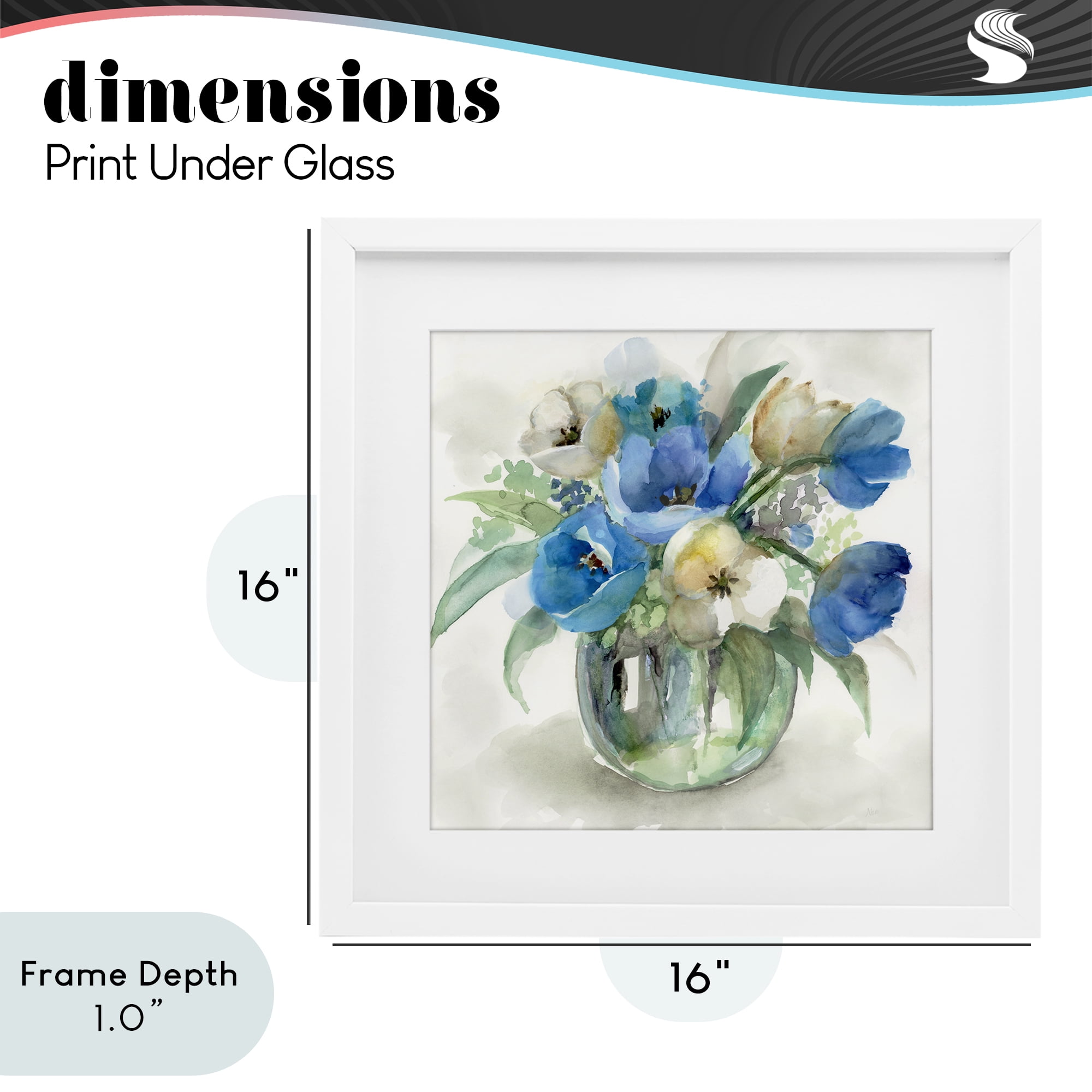 Stupell Industries Blue Tulip Watercolor Bouquet White Framed Print Under Glass, design by Nan