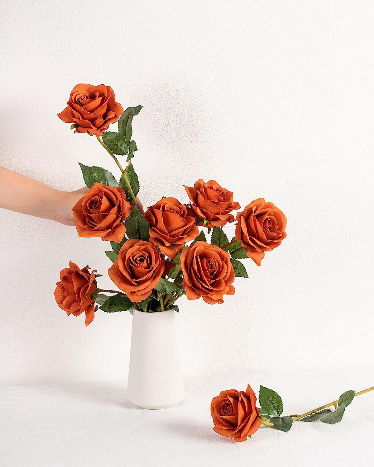10pcs Fake Black Roses Artificial Silk Flowers Faux Rose Flower Long Stems Bouquet for Arrangement Wedding Centerpiece Party Home Kitchen Decor (Black)