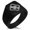 Black, variant on Stainless Steel Obata Samurai Crest Needle Stripe Pattern Biker Style Polished Ring