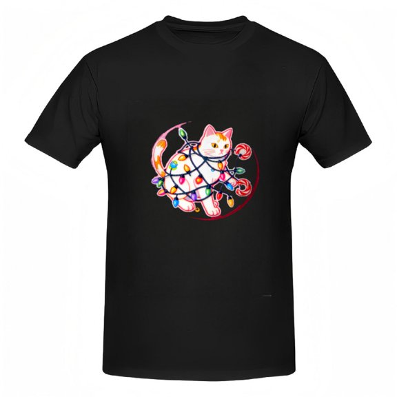 Whimsical Cat with Lights Graphic Tee