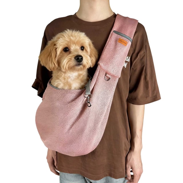 GPOECD Foldable Breathable Unisex Pet Backpack for Daily Commute Outdoor Activities with Portable Design Shoulder Bag for Men 01_Pink,One Size