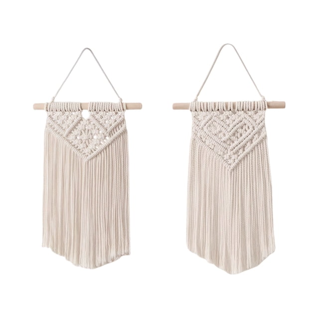 Ilios Innova | Set de 2 Tapices colgantes Boho Beige, artesanales hechos a mano, decoración de pared, estilo bohemio para sala, dormitorio u oficina.
