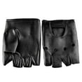 thumbnail image 2 of Guantes de cuero artificial antideslizantes de medio dedo sin dedos para hombre, 2 of 6