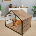 thumbnail image 2 of Scottie Dog Pet House, Sketched Puppies on a Crooked Chevron Zigzag Backdrop, Outdoor & Indoor Portable Dog Kennel with Pillow and Cover, 5 Sizes, Dark Orange Cream, by Ambesonne, 2 of 4