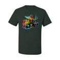 thumbnail image 2 of Wild Bobby, Colorful Rainbow Moose Head Wildlife Animal Lover Men's Graphic T-Shirt, Forest Green, 4XL, 2 of 3