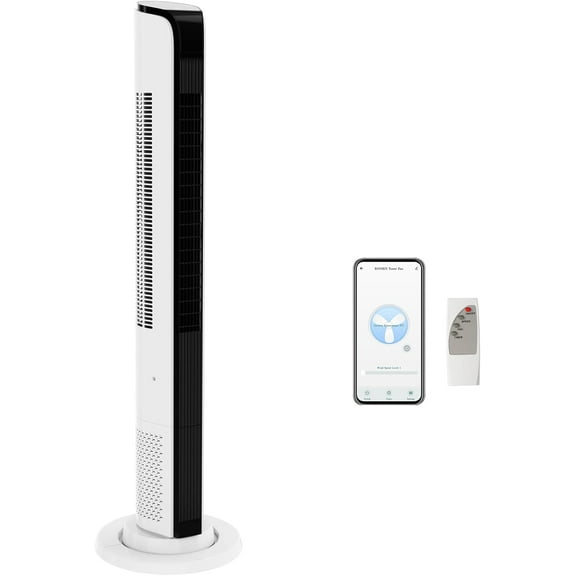 VINGLI 42" Tower Fan for Bedroom, Smart Floor Fan with APP & Remote Control, 3 Modes, 3 Speeds, Standing Fan with Oscillating, 12H Timer, Quiet Fan for Cooling Home Office