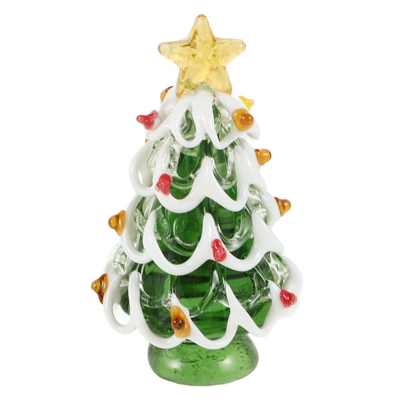 FUEENIRVA Elegant Green Glass Tree Centerpiece Decoration for Home and Office Festive 2.6×1.5×1.5in